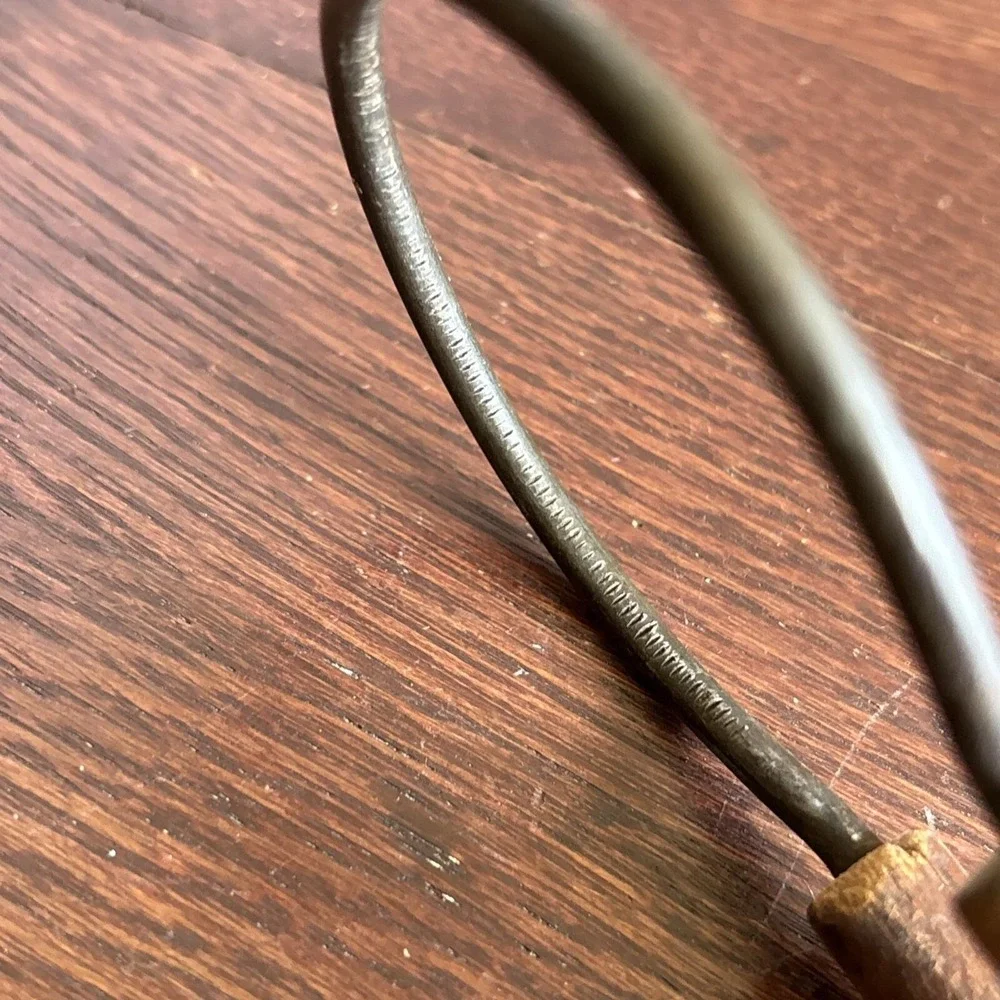 Primitive/ Antique Brown Wood Handle Steel Wire Ring Jar Opener